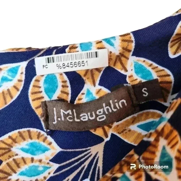 J. McLaughlin Dress Peacock Catalina Cloth Sophia 3/4 Shift Midi Sz Small 159236 - Picture 3 of 7